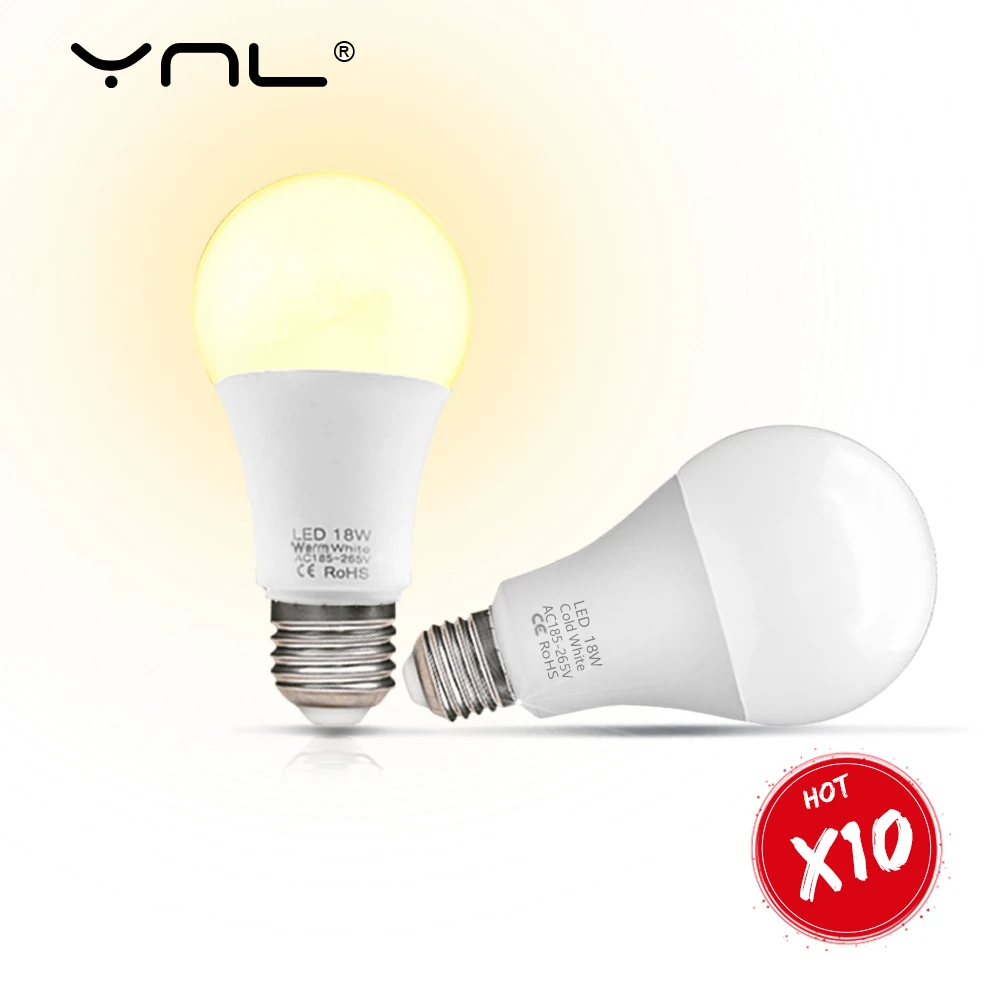 

10pcs LED Bulb Lamps E27 AC220V 240V Light Bulb Real Power 18W 15W 12W 9W 6W 3W Lampada Bombilla Table Light Lighting