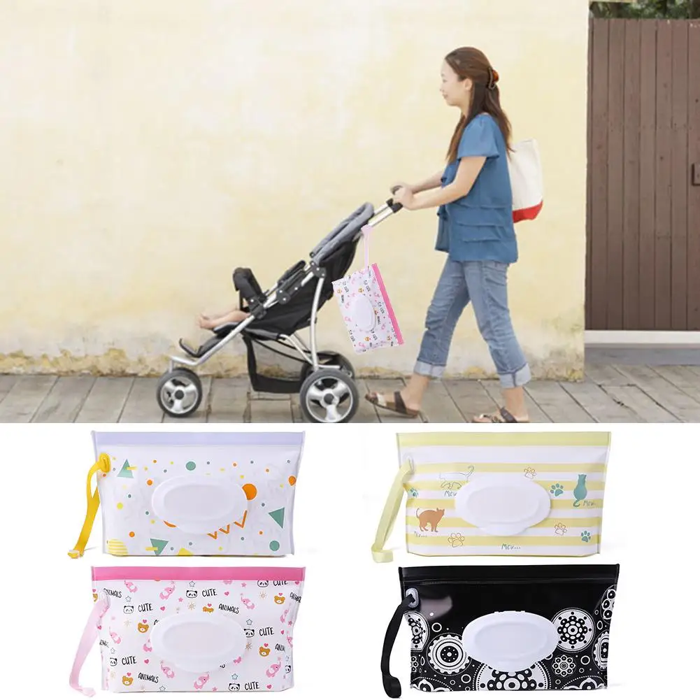 

Portable Eco-Friendly Baby Wet Wipe Box Clamshell Snap Strap Wipe Container Case Easy-to-carry Buckle Suit for Shopping Car