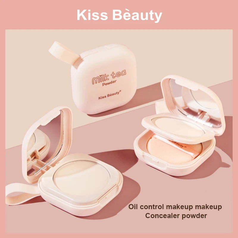 

KISS BEAUTY Pressed Powder Concealer Brighten Loose Powder Long-lasting Oil Control Waterproof Makeup Compact Setting Powder
