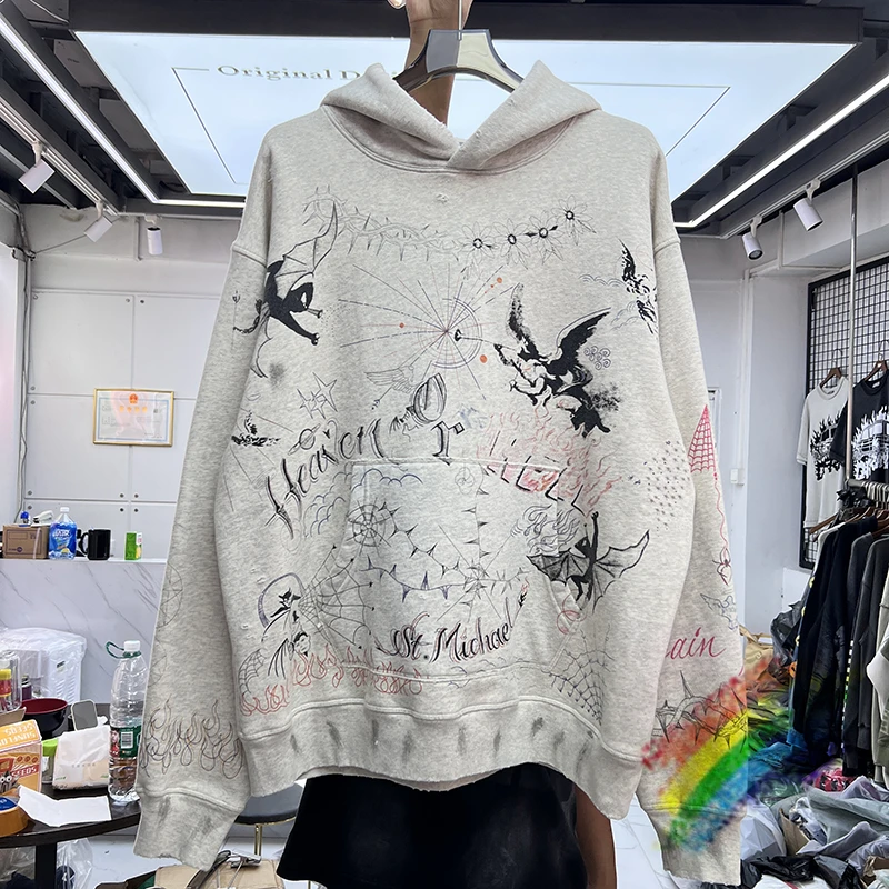 

Мужской/женский пуловер с капюшоном и абстрактным принтом