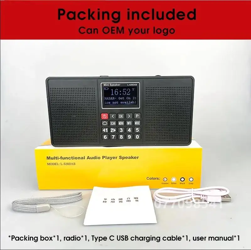 EONKO L-528DAB Многофункциональное стерео цифровое радио с Bluetooth TF USB FM/DAB/DAB+ Фонарик