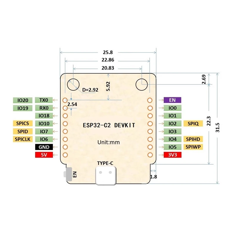 ESP32-C2 Бортовая плата для разработки ESP8266 ESPC2-12/F