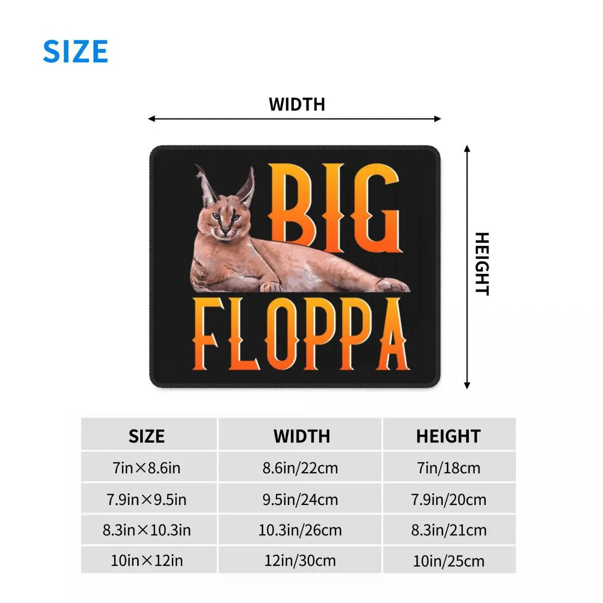 Большой коврик для мыши Floppa Cat Meme с фиксирующей кромкой удобный игровой