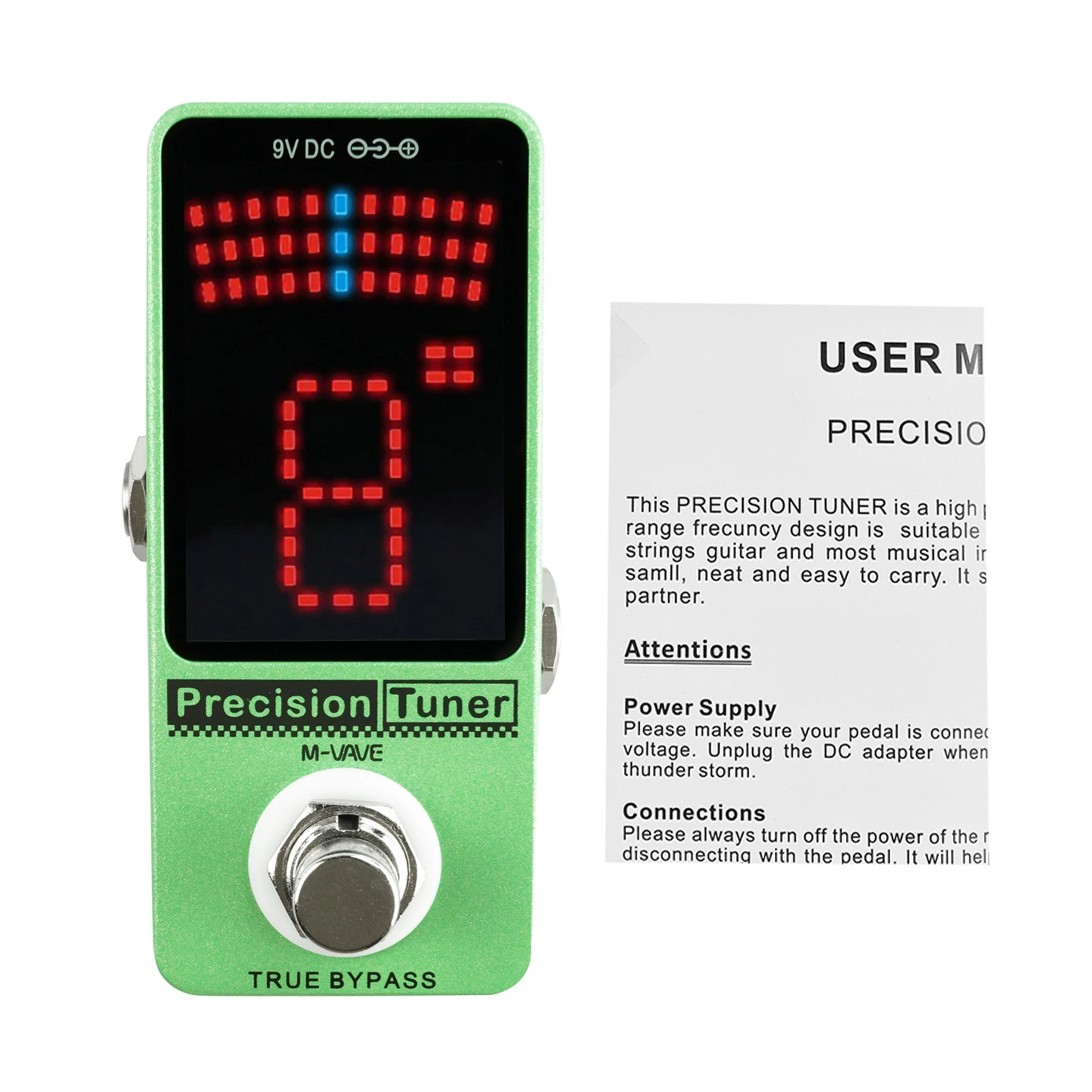 M-VAVE Precision педаль тюнера дисплей с реальным байпасом для хроматической гитары, бас, электрической гитары светодиодный (art.: 3920cc8d009db) - 3920cc8d009db