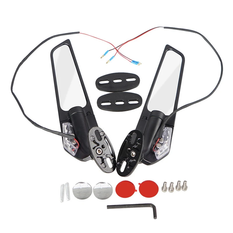 

Motorcycle Modified Universal Fixed Wind Wing Rearview Mirror With Light Wind Knife Rearview Mirror For Kawasaki Yamaha