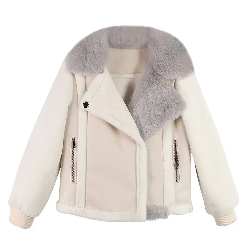 Autumn Winter New Short Jacket Female Clothing Suede Locomotive Push Cotton Korean Fashion Tops Lamb Fur Coat Women