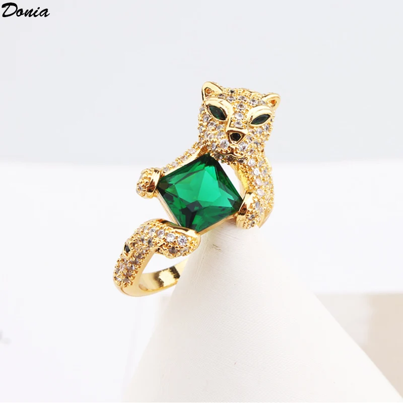 

Donia jewelry Luxury fashion new leopard AAA zircon men's high-end ring jewelry green hip-hop fashion jewelry