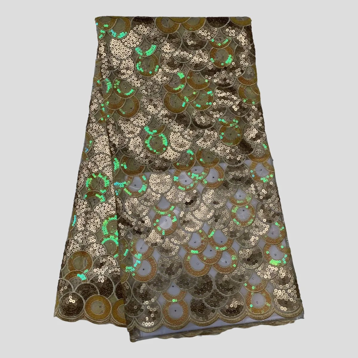 Золотисто-зеленый свадебный африканский тюль с блестками поделки кружево для