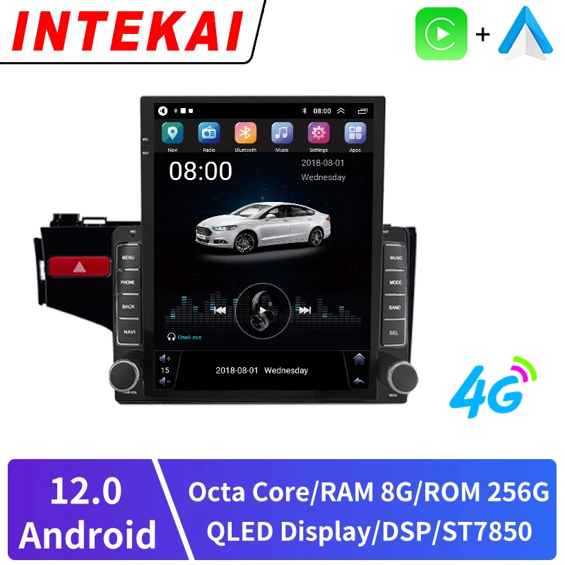 9 7-дюймовый вертикальный экран Tesla Android 12.0 для Honda JAZZ FIT LHD 2013-2020 мультимедийный