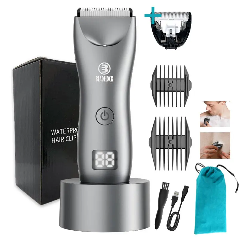 Professional Men's Body Hair Trimmer IPX7 Waterproof Razor W
