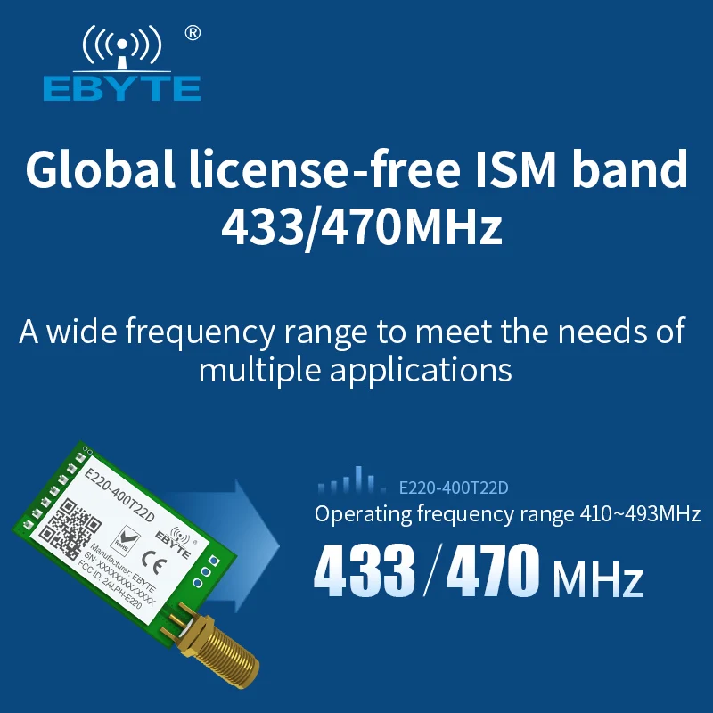 Беспроводной модуль LoRa 433 МГц LLCC68 470 22 дБм дальнего действия 5 км EBYTE E220-400T22D SMA-K UART