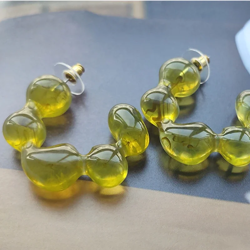 Полупрозрачные желейные серьги C-образной формы для женщин ярких цветов милые