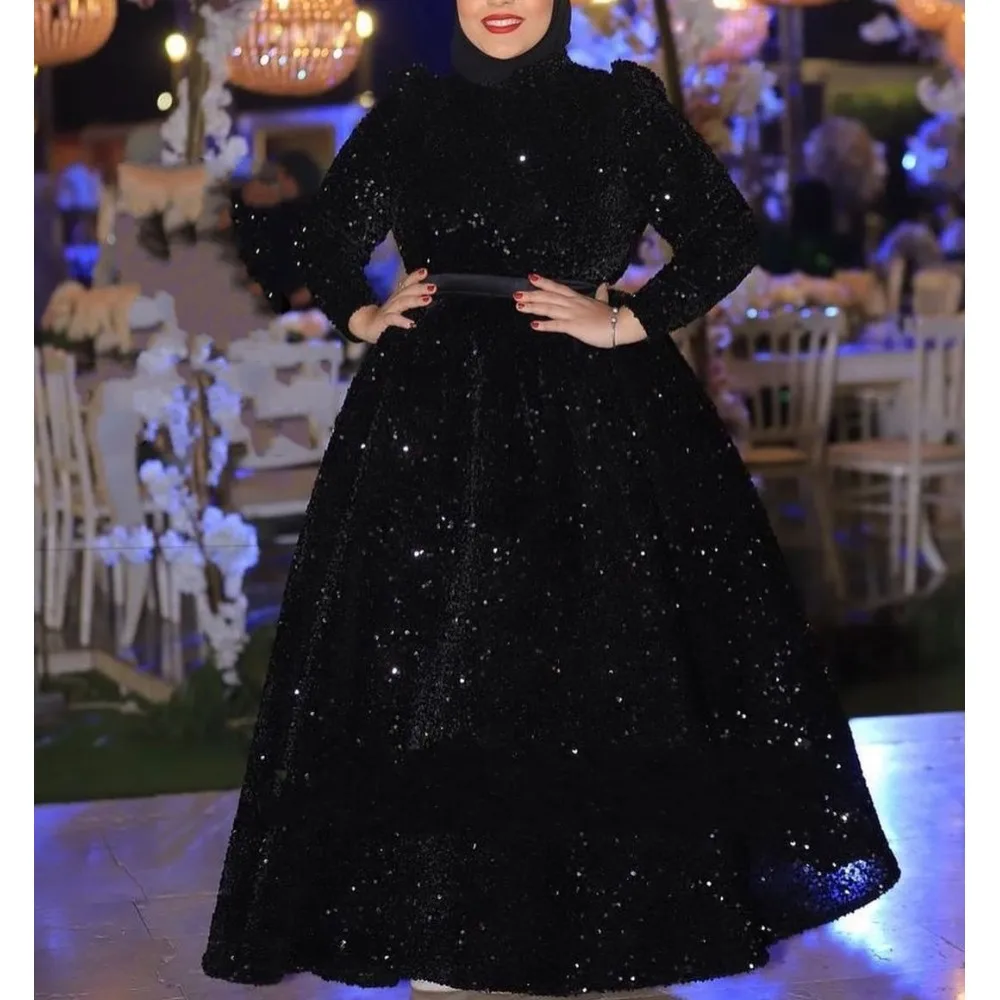 

Evening Prom Dresses 2023 Elegant Woman Celebrity Party Night Muslim Ball Gown Gold Long Plus Size Dresses