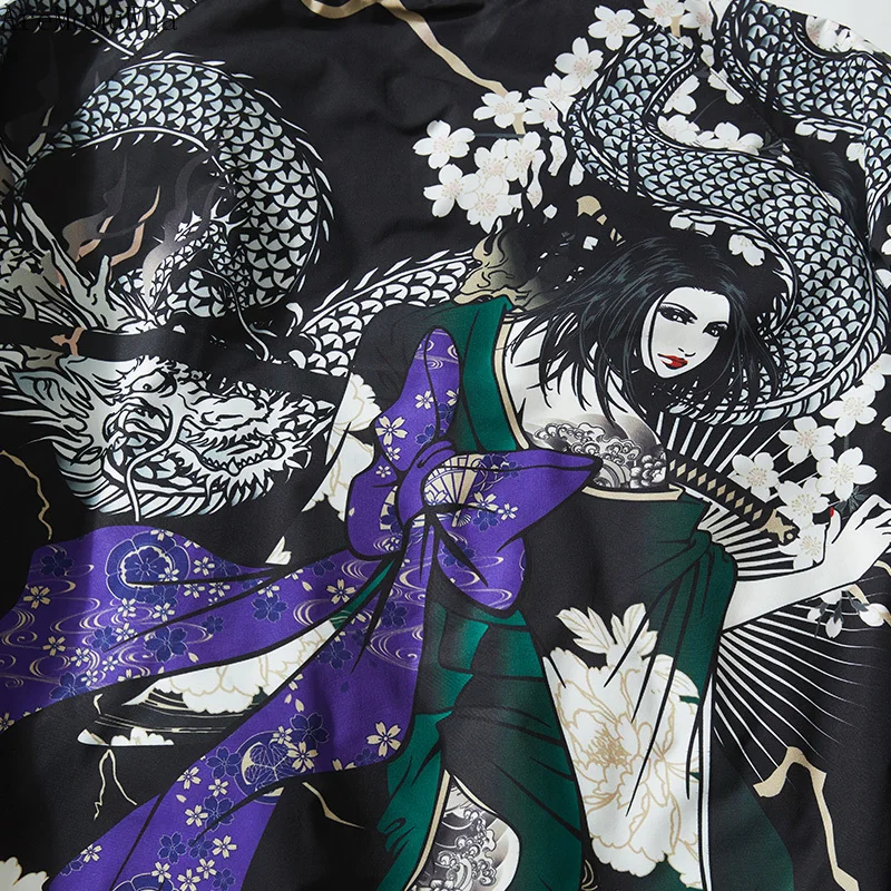 Japanese Personality Cotton Jacket Men's Plus Cotton Flying Dragon Baseball Uniform Printing Youth Men and Women Adolescents