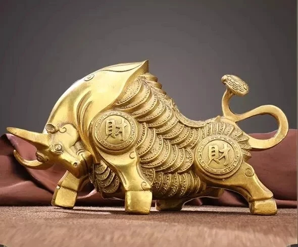 Латунная бронзовая настенная уличная свирепого быка среднего размера статуэтка