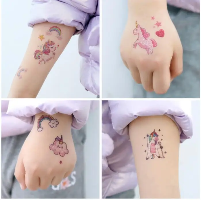 

Временная татуировка для детей, единорог, принцесса, временная поддельная детская татуировка, для девочек, рук, тела, водостойкая татуировка