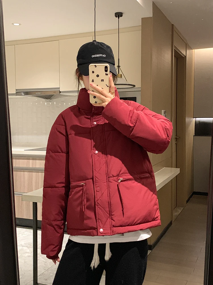 Vielleicht 2023 Autumn Winter Women Parkas Jackets Stand Collar Casual Thick Warm Female Outwear Short Streetwear Windproof Coat