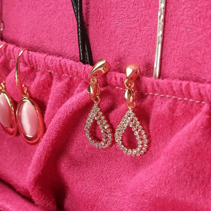 

E15E Dual Layers Portable Jewelry Box PU Storage Organizer Earrings Rings Hair Clips Necklace Bracelet Holder Display Case Women