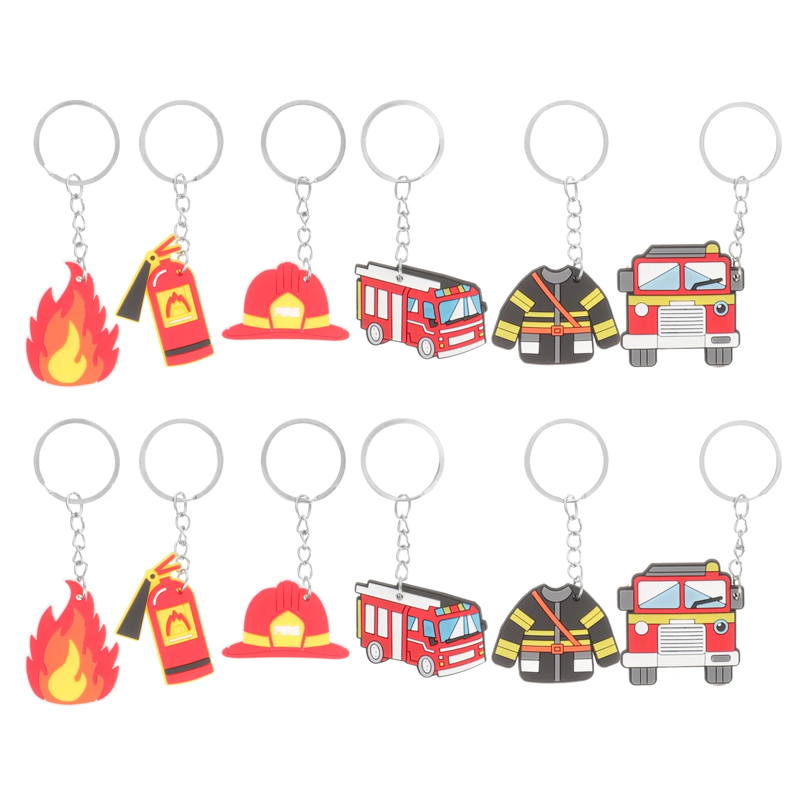 

Firefighter Keychains Plastic Cartoon Fireman Themed Key Chains Metal Souvenir Gifts Key Rings Ornaments Party Favors Goodie Bag