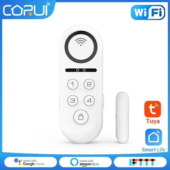 

CORUI WiFi Smart Home Window Door Sensor De Porta Tuya Remote Control Sound And Light Door Magnetic Security Alarm
