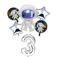 6pcs space astronaut balloon set 32 inch silver number balloons 0 1 2 3 4 5 6 7 8 9th birthday decoration party balloons