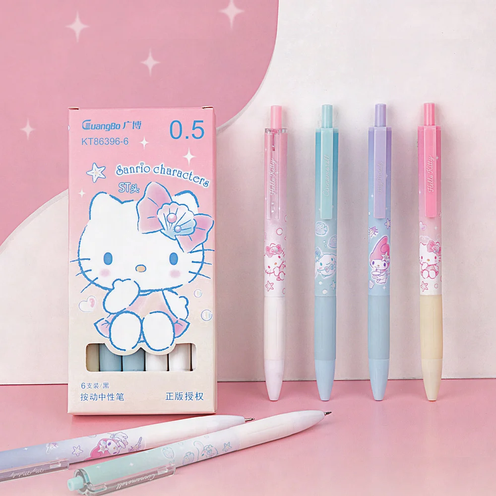 

Sanrio Hello Kitty Mymelody Cinnamoroll Kuromi Press Gel Pen Kawaii 0.5 Black Signature Pen Student Gift School Supplies