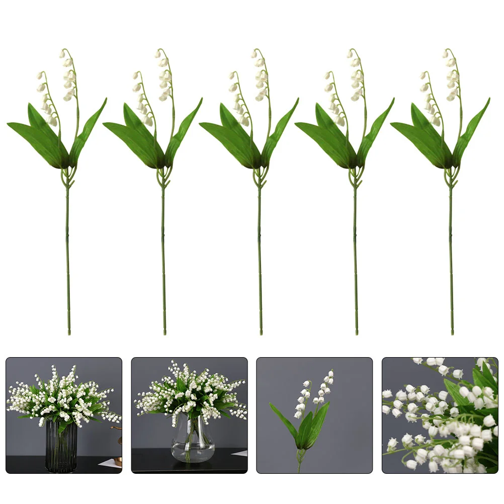 

Flowers Flower Artificial Fake Wedding Orchid Bouquet Faux Dancing Chime Wind Lily The Valley May Holding White Phalaenopsis