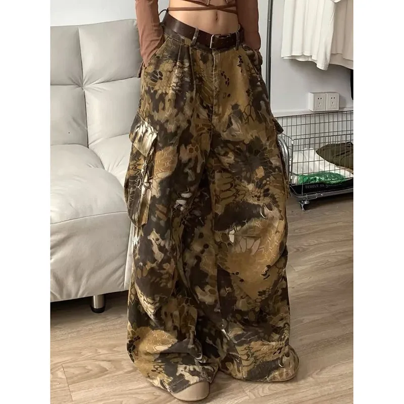 Женские джинсы с высокой талией и принтом в стиле хип-хоп, винтажная ...