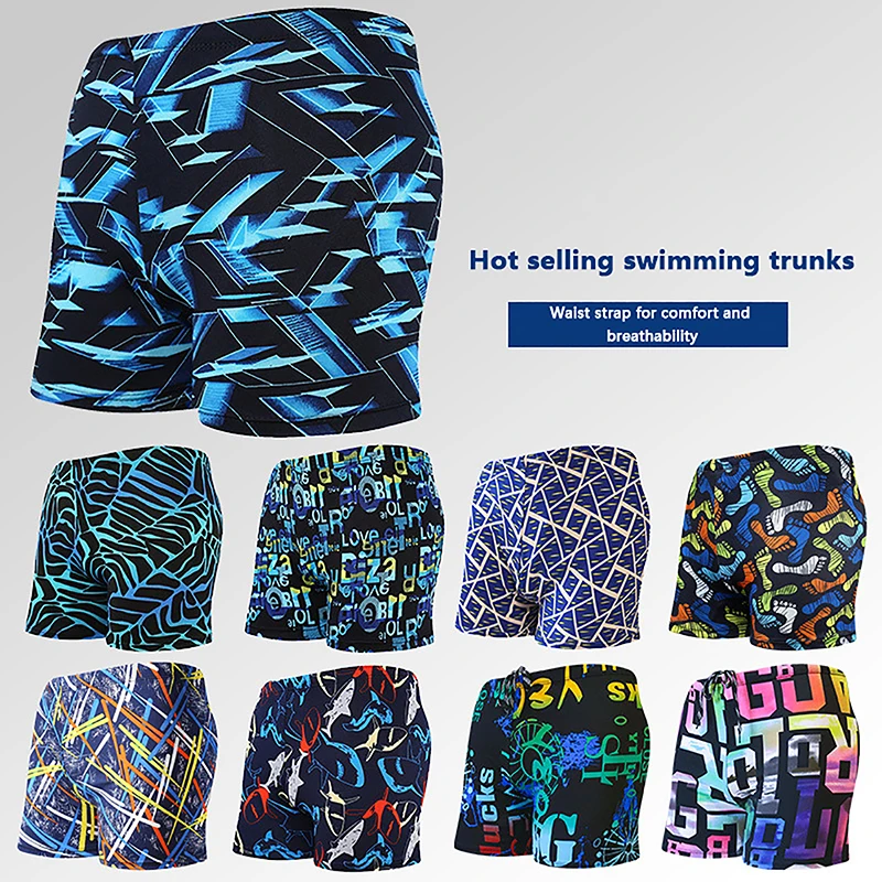 

Adult Large Men's Swim Trunks Quick-drying Print Boxer Shorts Seaside Resort Hot Spring Swimming Pants Breathable