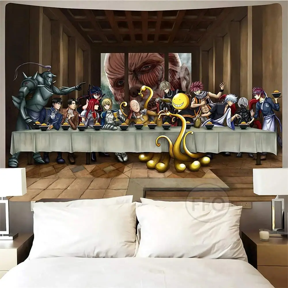 

Last Supper Oil Painting Anime My Hero Academia Attack On Titan One Punch Man Wall Tapestry Meme Tapestry Decoration For Home