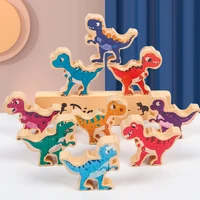 montessori wooden dinosaur stacked high building blocks animal balance game preschool early childhood education toys for kids