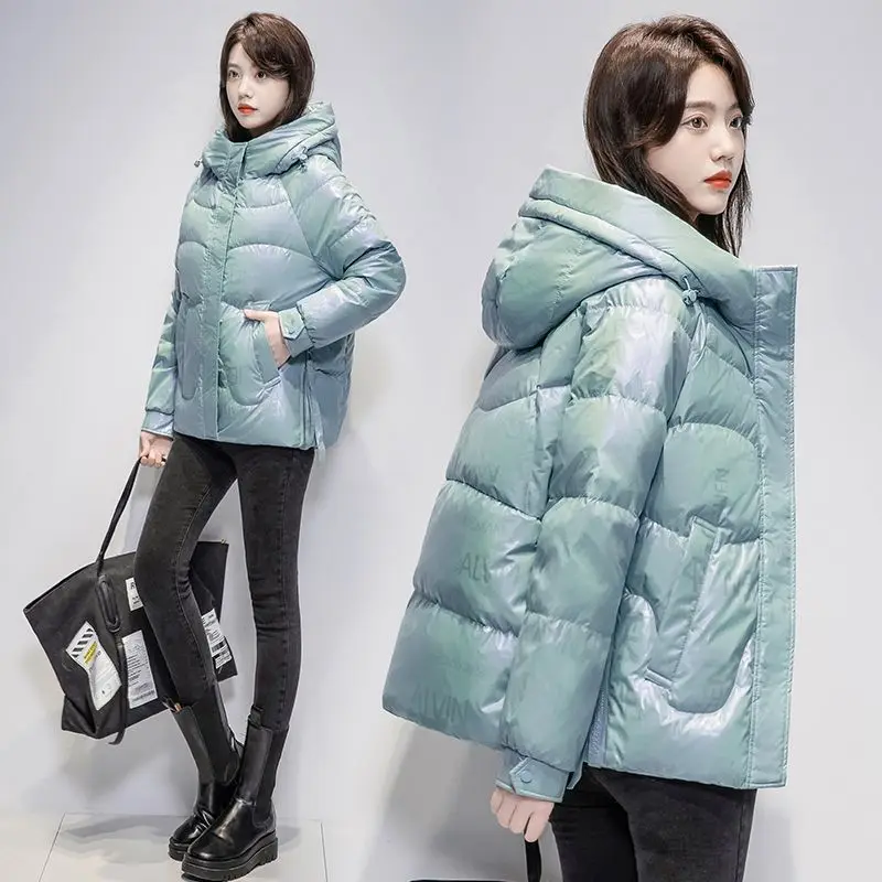 Women Winter Cotton Padded Jacket 2023 Winter New Coat Women Warm Thick Parkas Loose Gloosy Winter Jacket Women Outwear A04