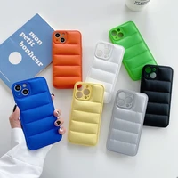 luxury leather down jacket the puffer phone case for iphone 13 12 11 pro xs max x xr 7 8 puls se candy color shockproof cover