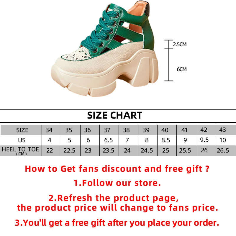 8.5cm Chunky Sneakers Genuine Leather Slides Hollow Women Summer Ankle Vulcanize Platform Sandals Wedge Breathable Female Shoes