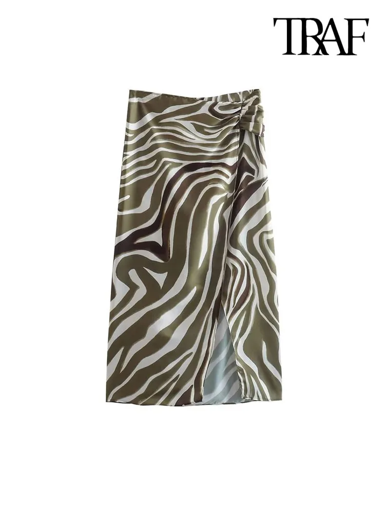 

Юбка-миди Женская плиссированная с животным принтом, завышенной талией и боковой молнией