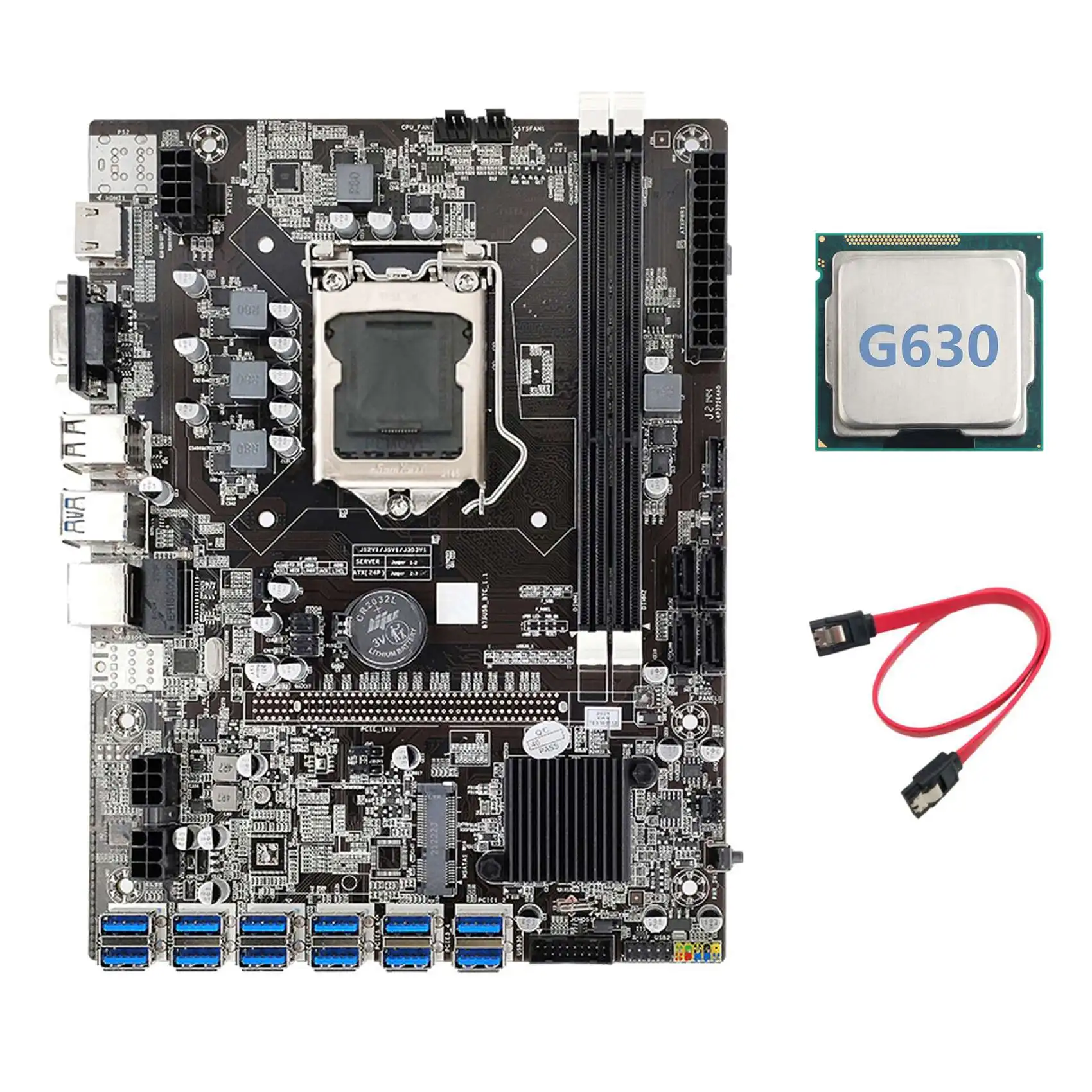 

B75 ETH Mining Motherboard+G630 CPU+SATA Cable LGA1155 12 PCIE to USB Adapter MSATA DDR3 B75 USB BTC Miner Motherboard