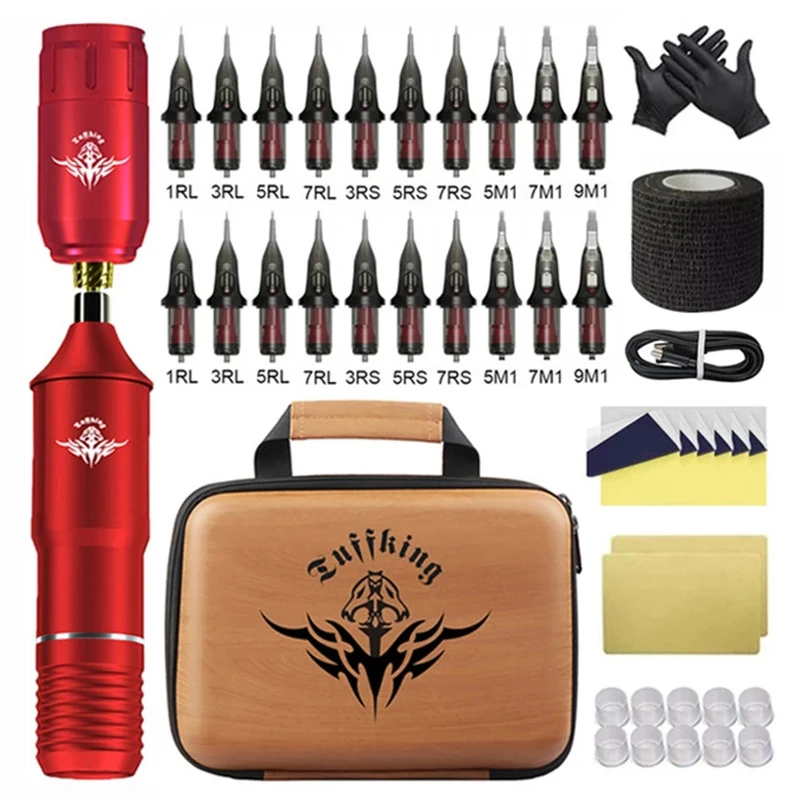 

New Wireless Tattoo Machine Pen Kit RCA Interface Portable Power Supply Rotary Tattoo Pen with Cartridge For Tattoo Body Artist
