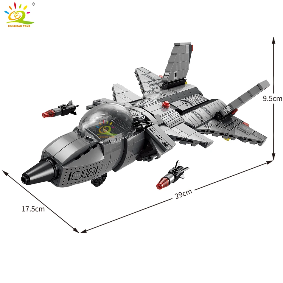 Huiqibao 8-в-1 J-20 Fighter Jet Модель Строительные блоки Набор 510 шт. DIY WW2 City Landmarks Маленькие