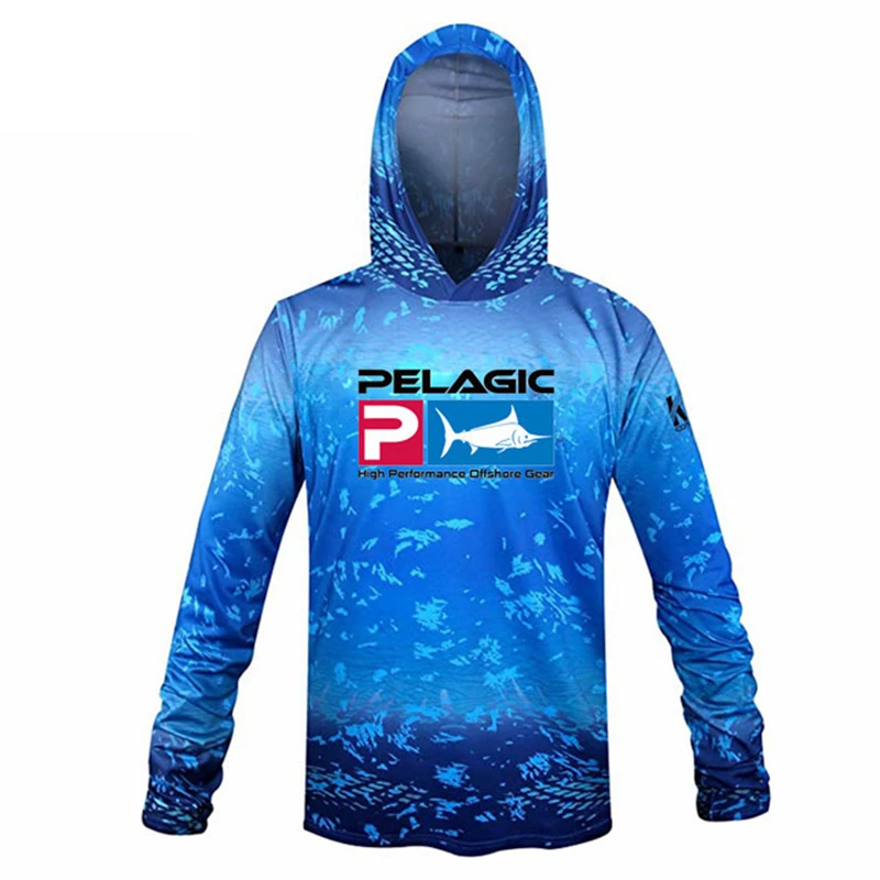 

Pelagic Grea hooded Fishing Shirt Fishing T-shirt Men Long Sleeve Uv Protection 50 Fishing Apparel Outdoor Fishing clothing