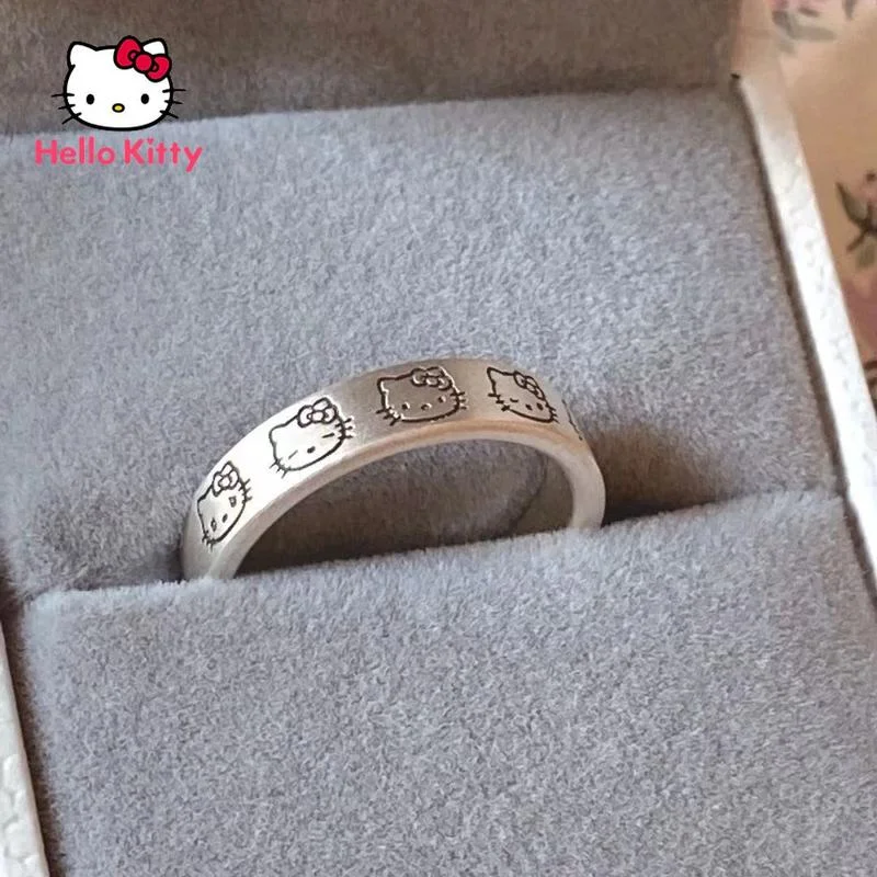 Парное кольцо Hello Kitty Kuromi 925 серебряное покрытие унисекс милый мультяшный | Отзывы и видеообзор -1005004226727314