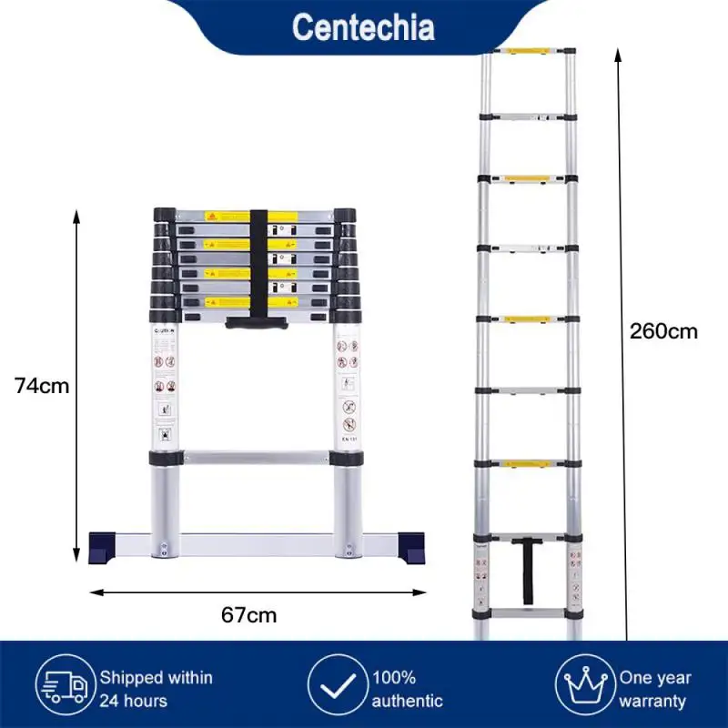 

2.6m Portable Lightweight Telescopic Aluminium Ladder Multifunction Herringbone Ladder Folding Extendable Stepladder Project