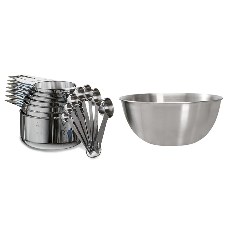 

7 гнездовых чашек и 7 Штабелируемых ложек и 1 миска из нержавеющей стали 304, набор миски для хранения, кухонная Салатница