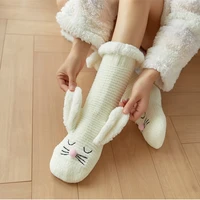 fuzzy slippers socks thermal women winter warm plush non slip grip soft female rabbit ear 3d kawaii funny fluffy floor sock