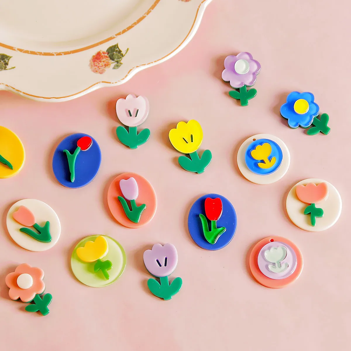 

Модные Акриловые серьги в виде цветов, шпильки для волос, аксессуары для рукоделия, материалы для изготовления ювелирных изделий, 15 шт.