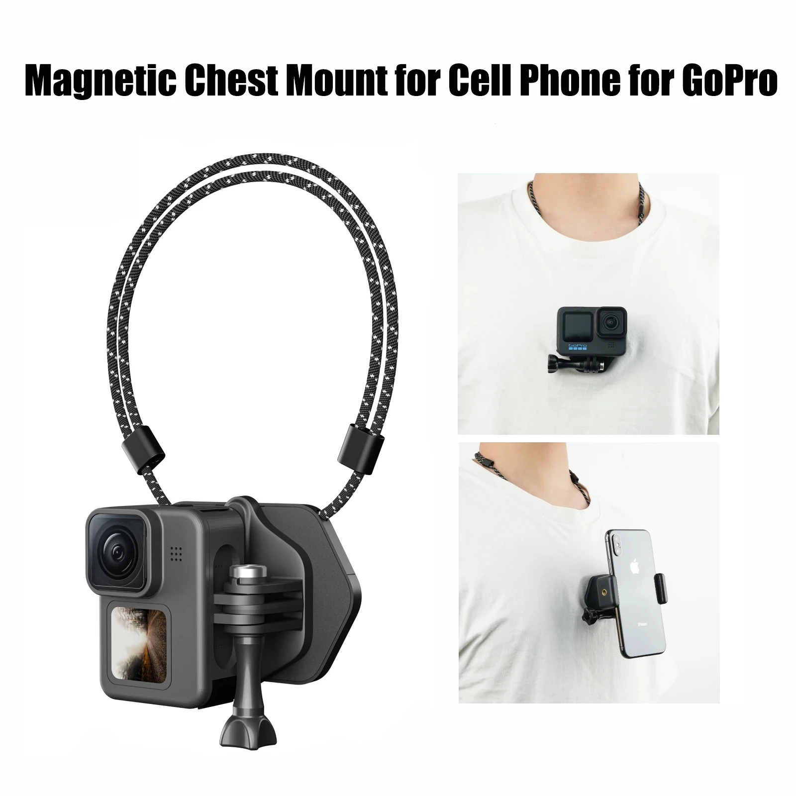 

Magnetic Chest Mount for Cell Phone for GoPro Hero 11 Mini 10 9 8 for Insta360 X3 DJI Osmo Action 3 Gopro Quick Release Bracket