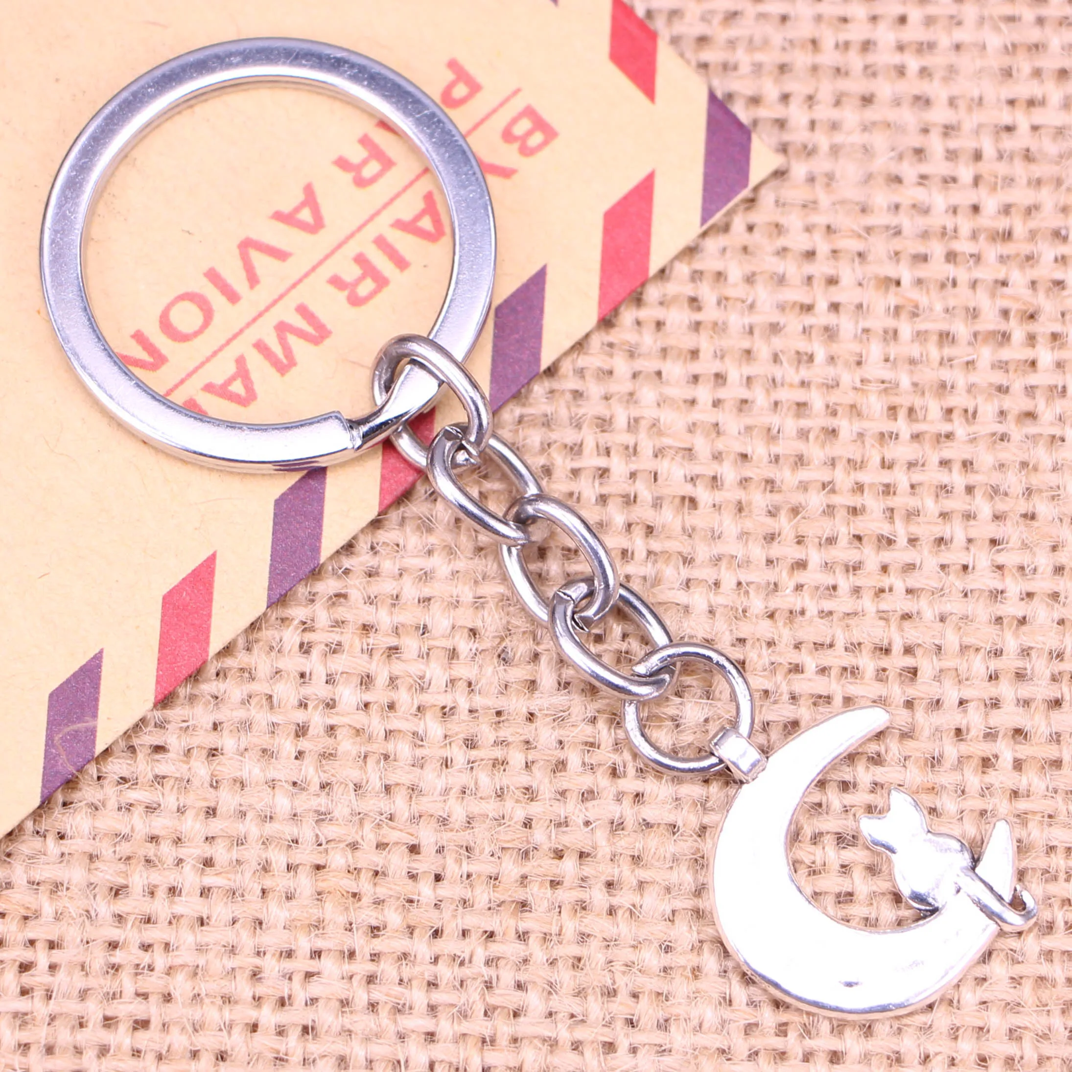 

Новинка, модный брелок для ключей 20 шт., 22x18 мм, подвески в виде кота и Луны, мужские украшения «сделай сам», брелок для автомобильных ключей, к...