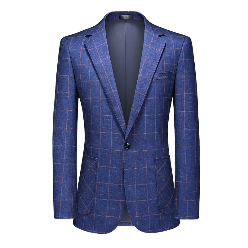 

Fashion Simple Men's Business Plaid Striped Suit 2022 New British Style Wedding Party Dress Blazers for Men Jackets Size 5XL-S