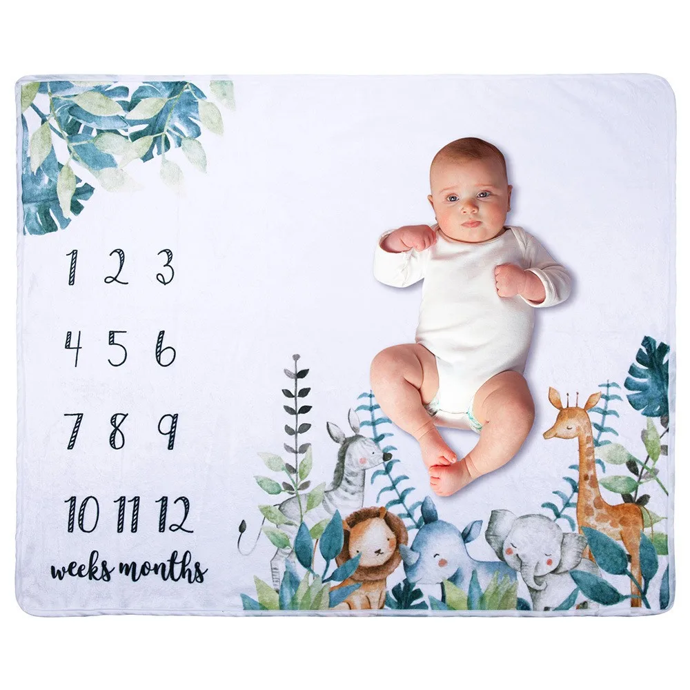 

Cartoon Pattern Infant Baby Milestone Props Background Blankets Backdrop Soft Flannel Cloth Calendar Boy Girl Photo Accessories