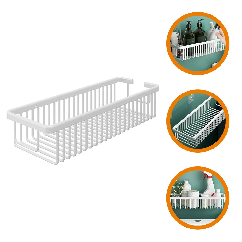 

Bathroom Shelf Toilet Storage Rack Shower Shelves Metal Wall Sticking Sundry Tub Organizing Mounted No Punch Organizer Indoor