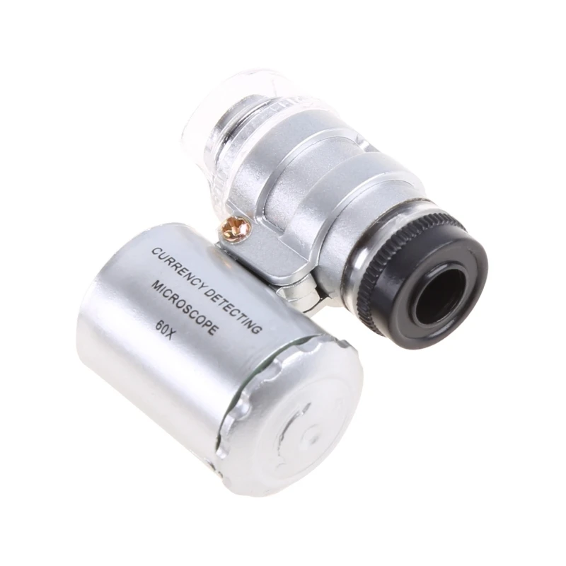 Мини-лупа 60X микроскоп УФ-ювелирная лупа детектор валют со светодиодной
